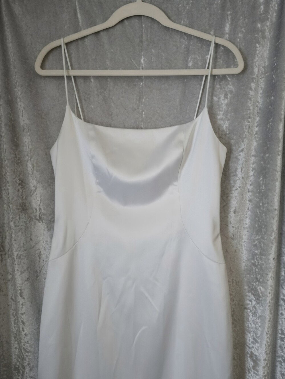 BHLDN Square-Neck Back-Slit Slim Stretch Satin Midi Dress - Picture 6 of 8